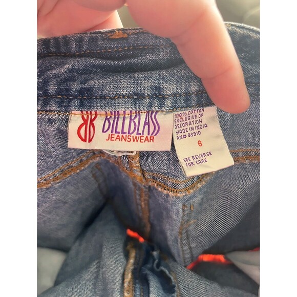 Vtg Bill Blass 100% Cotton Denim and Lace Tiered Fabric Skirt Size 6 - Picture 8 of 8